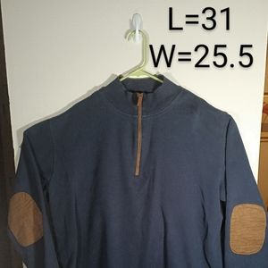 Woolrich Mens 1/4 Quarter Zip Pull Over Sweater Blue Elbow Pads Size XL